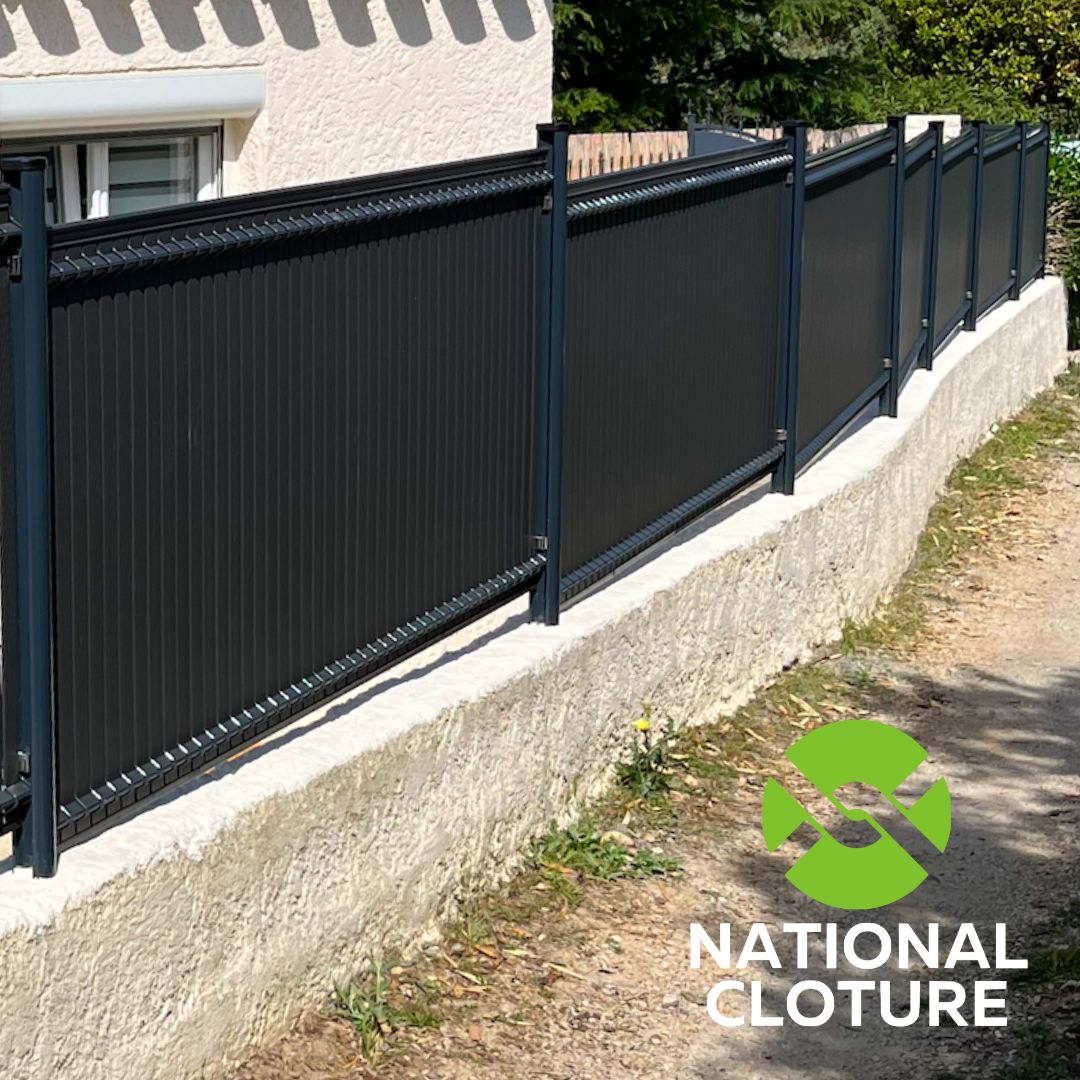 Grillage Rigide avec Lames Rigides Gris RAL 7016